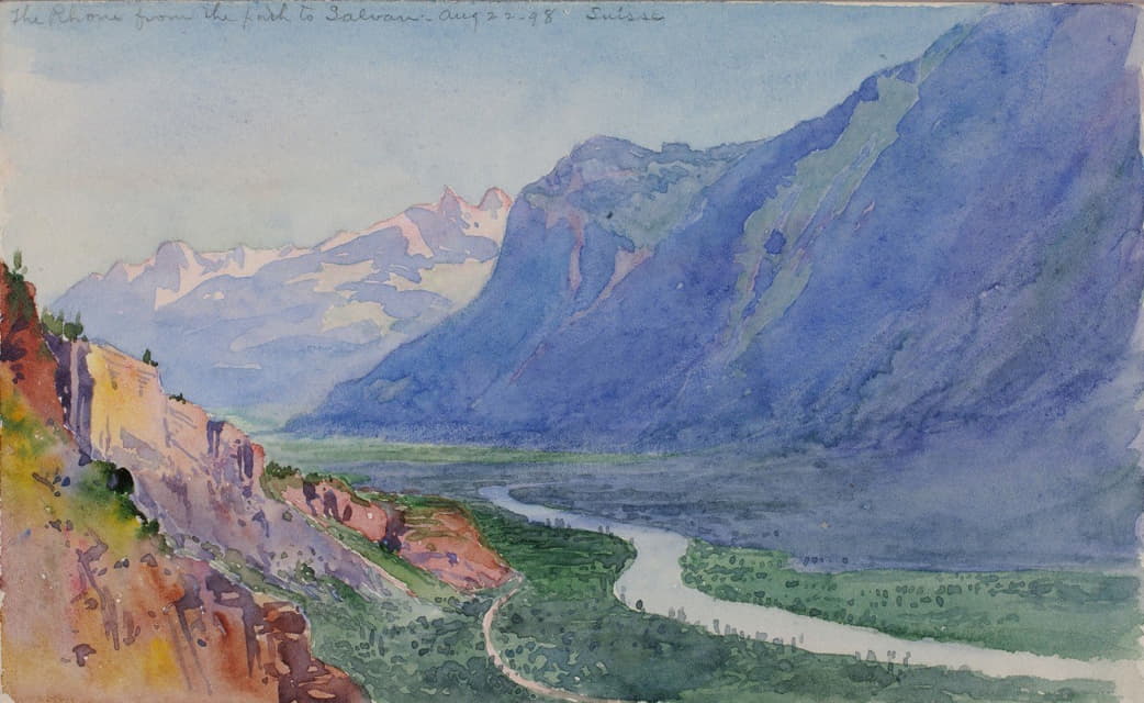 George Elbert Burr - The Rhone from the Path to Salvari (Switzerland)