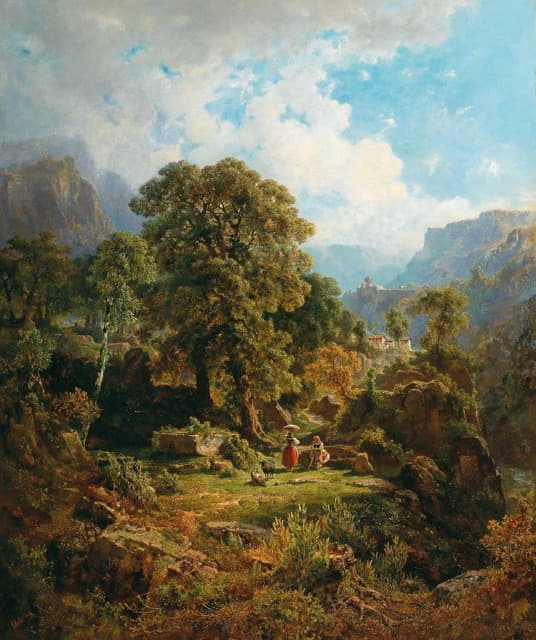Gottfried Seelos - A landscape in the Fassa Valley, South Tyrol