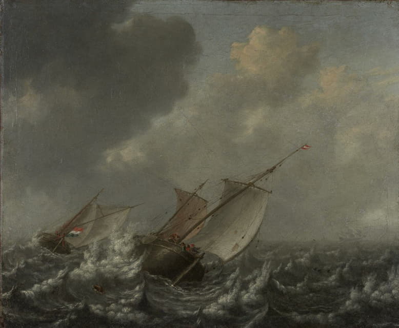 Jan Porcellis - Vessels on a Choppy Sea