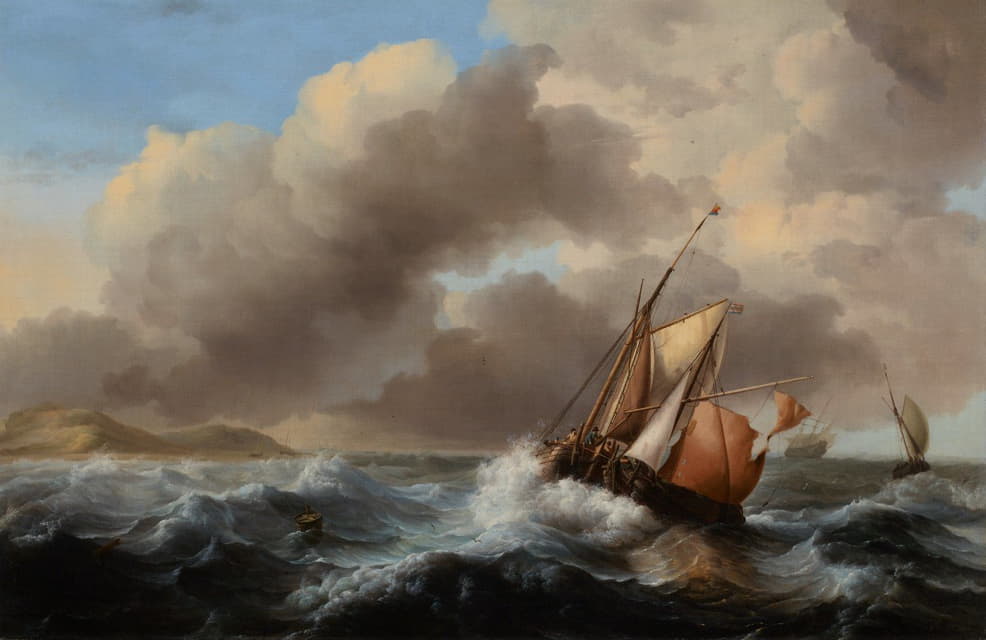 Follower of Ludolf Backhuysen - Fishing Vessels Offshore in a Heavy Sea