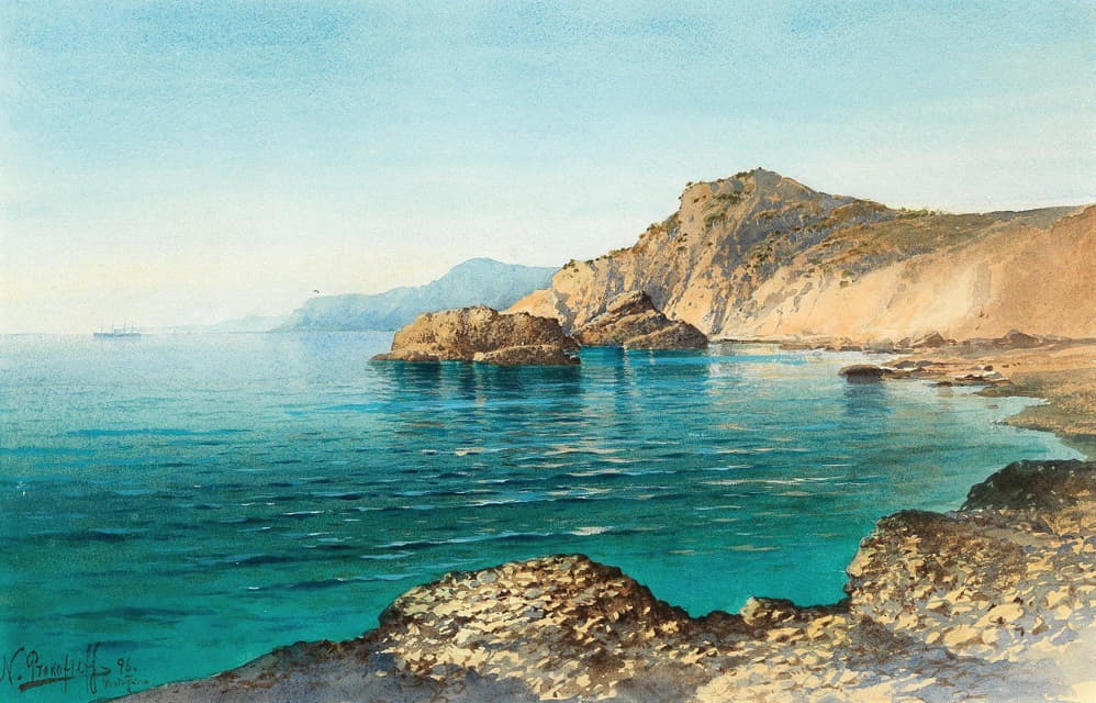 Nikolai Dimitrievich Prokofieff - A view of the coast of Portofino