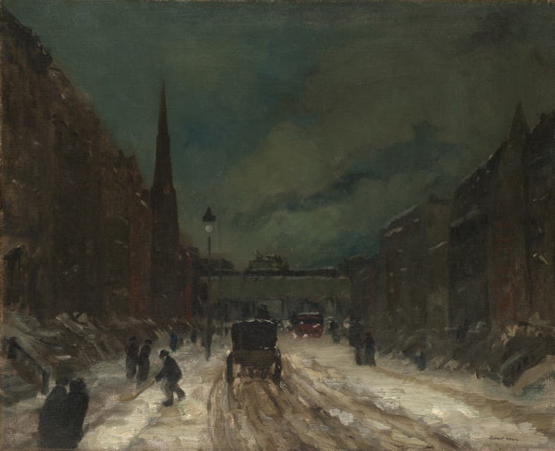 Robert Henri - Street Scene with Snow (57th Street, NYC.)