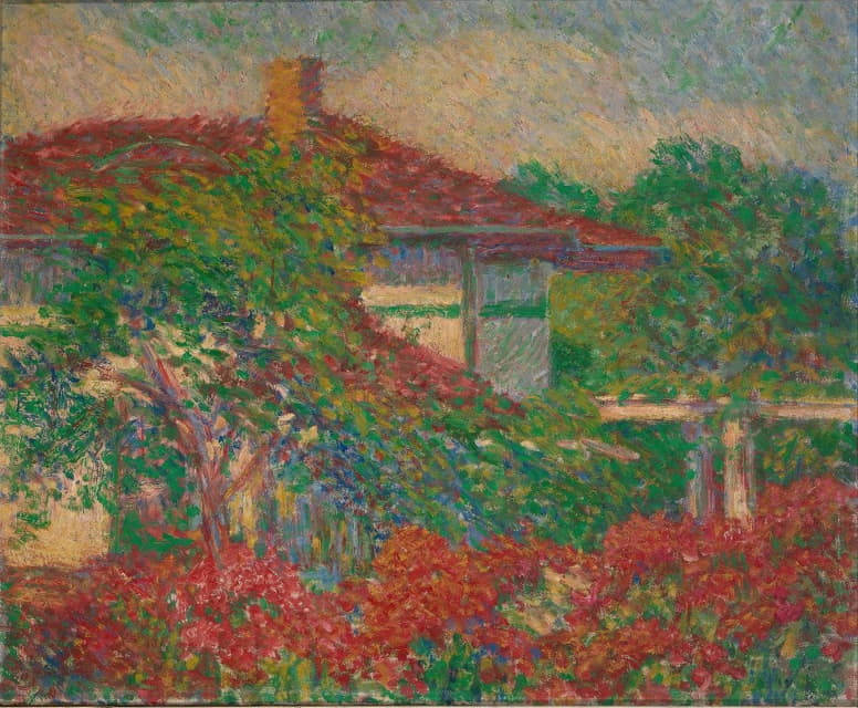 Carl Newman - (Landscape With Red Roof Building)