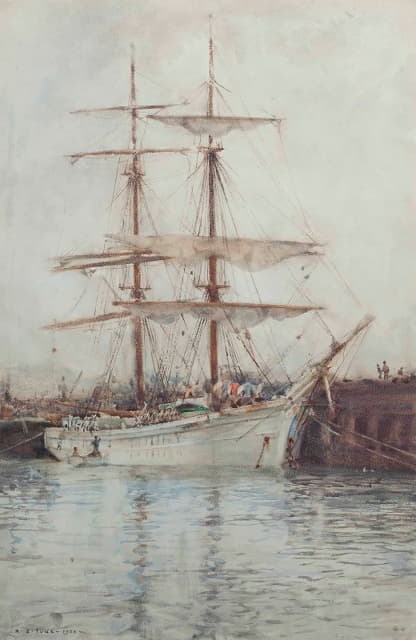 Henry Scott Tuke - A Windjammer Moored In Falmouth Harbour