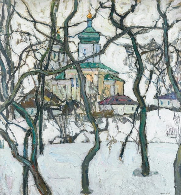 Abraham Manievich - Winter Scene With Church