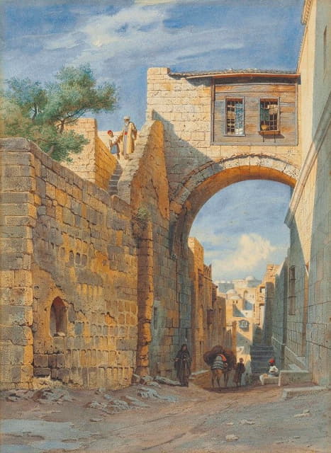 Carl Frederich Heinrich Werner - Street Scene In Jerusalem