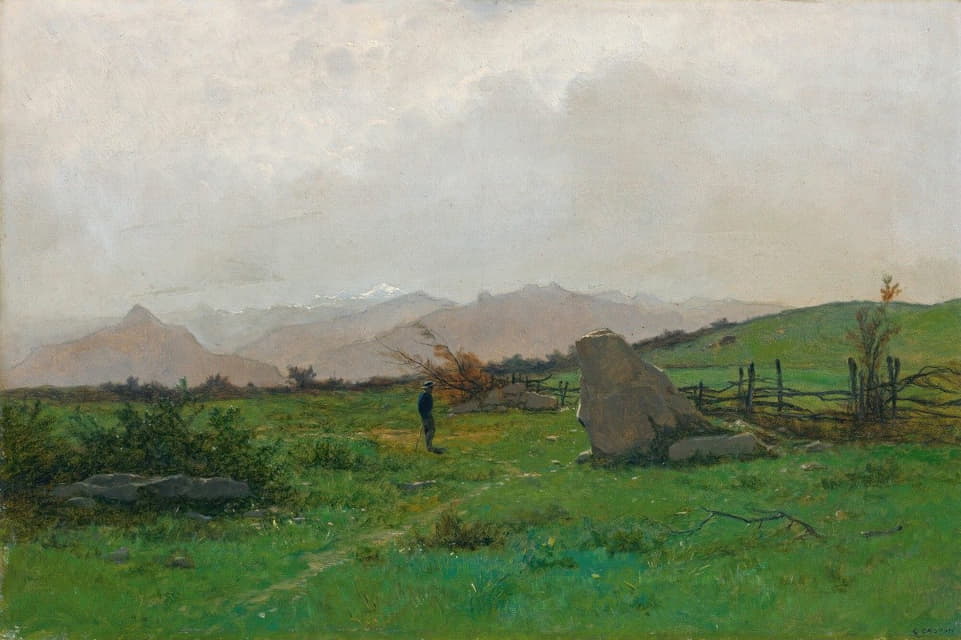 Gustave Castan - Landscape With Hiker