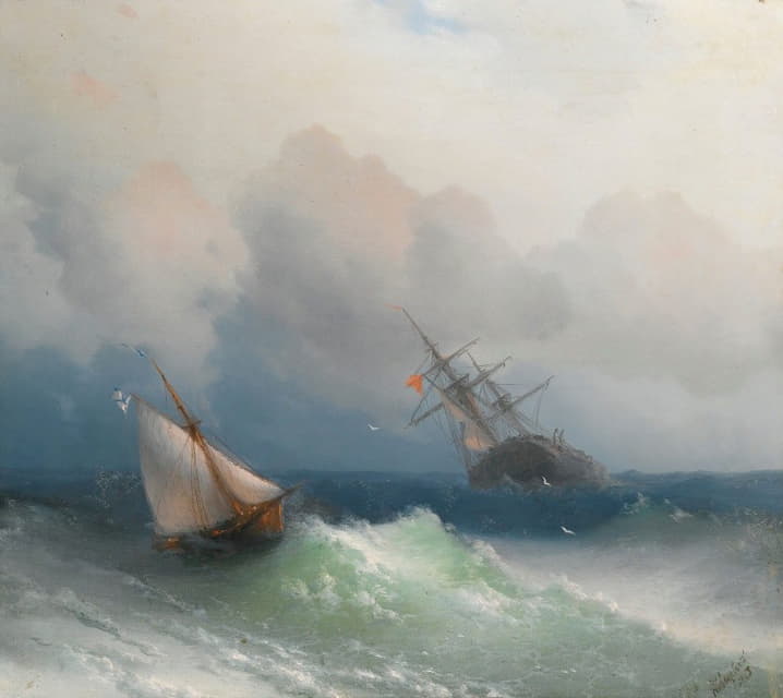 Ivan Konstantinovich Aivazovsky - Two Ships At Sea