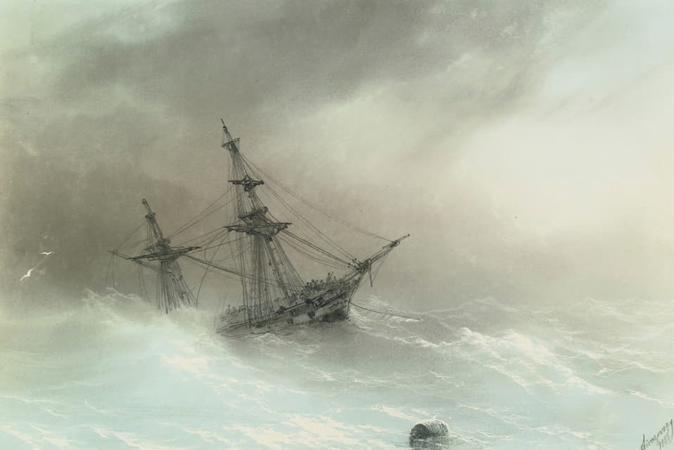 Ivan Konstantinovich Aivazovsky - Ship In A Stormy Sea