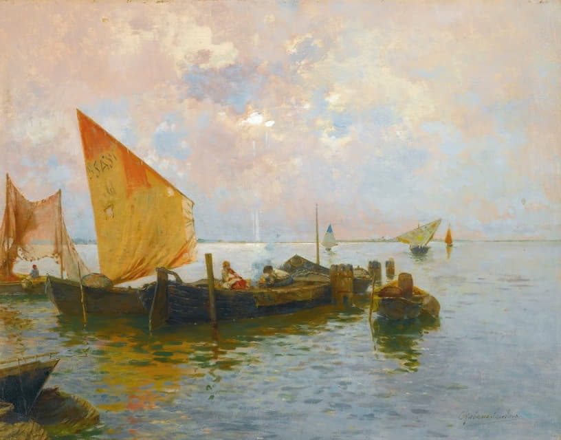 Rubens Santoro - Sailing Boats On The Lagoon, Venice