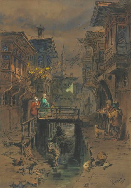 Amadeo Preziosi - A Street in Old Istanbul