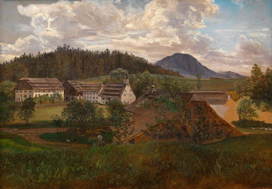 Friedrich Loos - Salzburgische Landschaft mit Gutshof