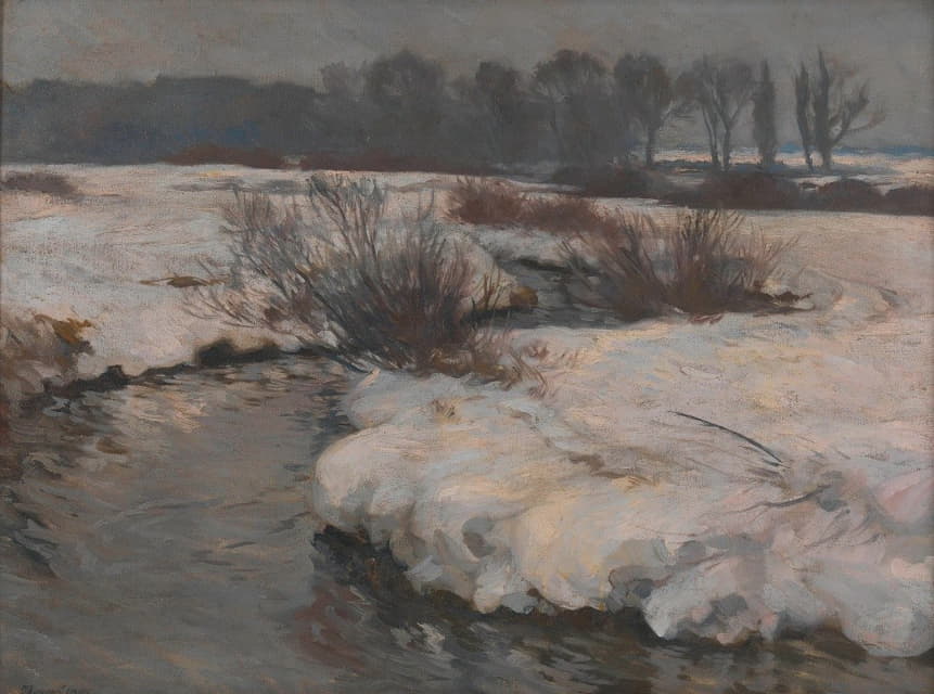 Hans von Hayek - Bach im Winter (Landschaft)