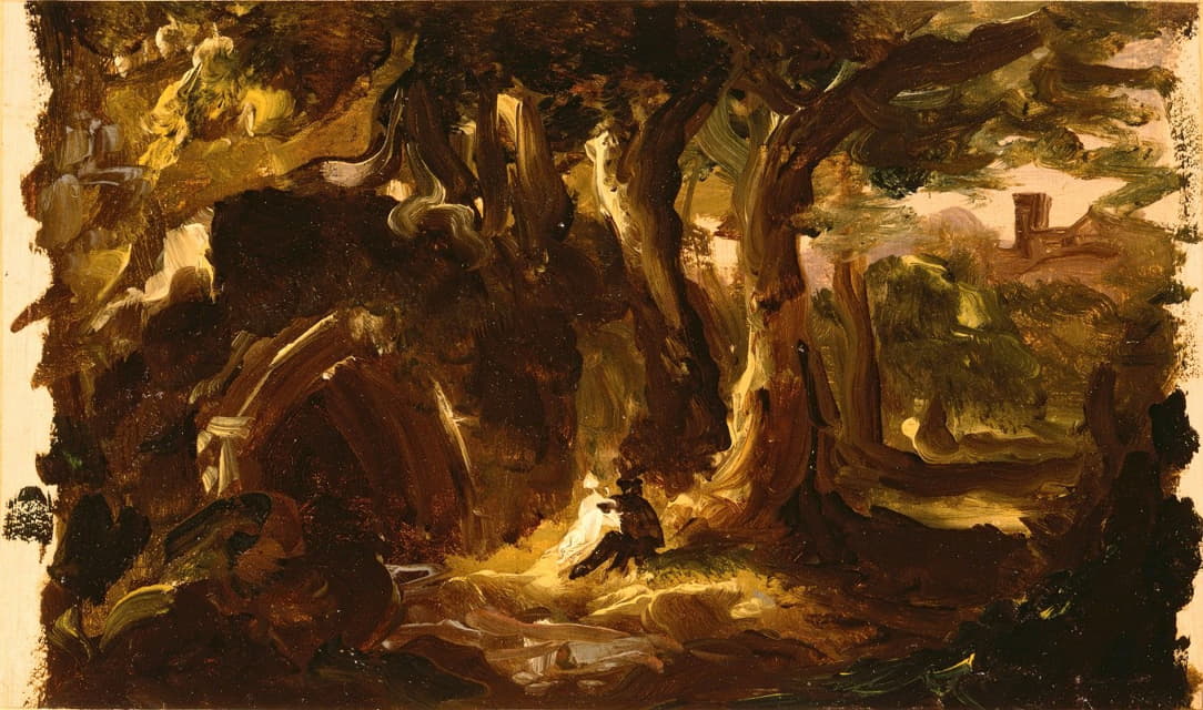 Thomas Cole - Wooded Landscape with Figures