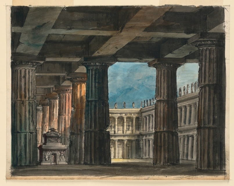 Anonymous - Stage Design, Classical Loggia and Courtyard