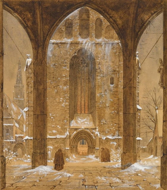 Ernst Ferdinand Oehme - Cloister in Winter