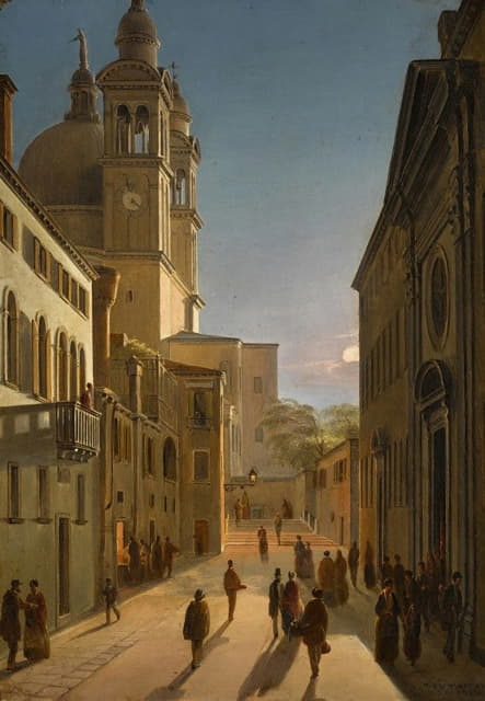 Frans Vervloet - Venice, the Rio Terrà Catecumeni, with Santa Maria della Salute in the Distance