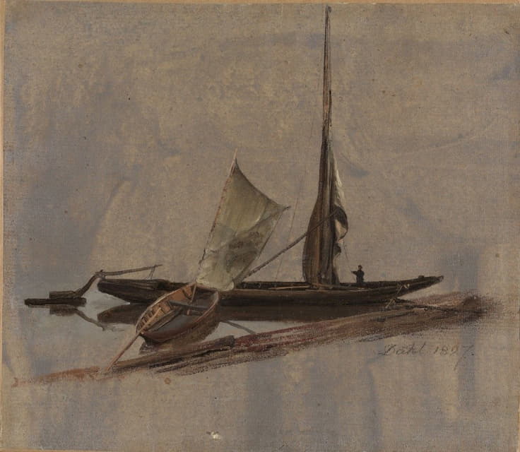 Johan Christian Dahl - Two Sailing-Boats at the Elbe