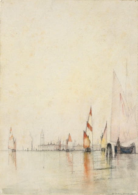 William Gedney Bunce - Boats on the Lagoon, Venice