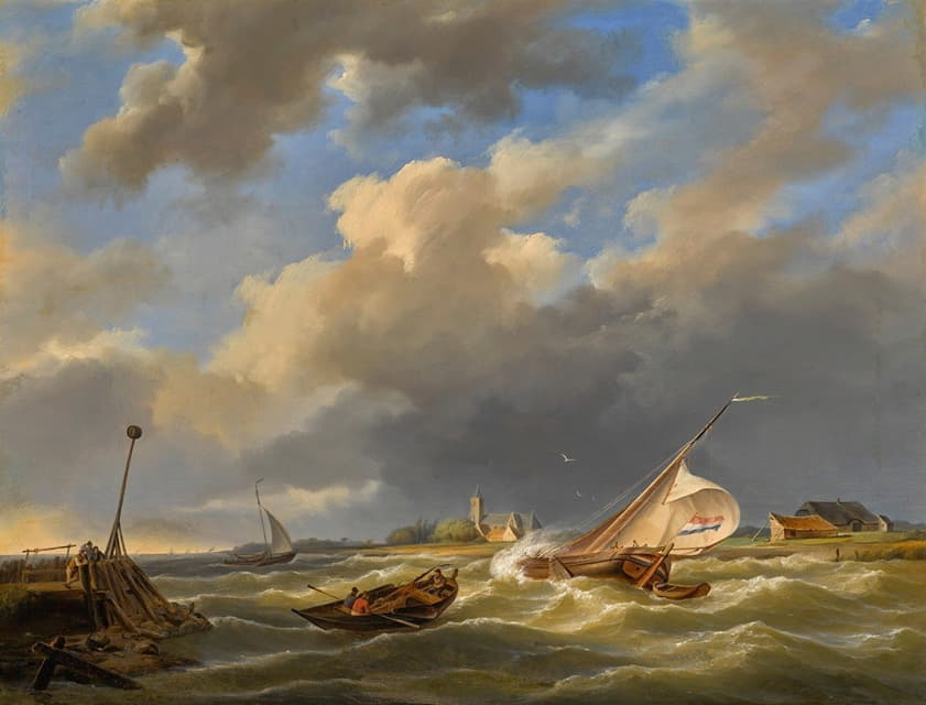 Hermanus Koekkoek - Boats At Sea