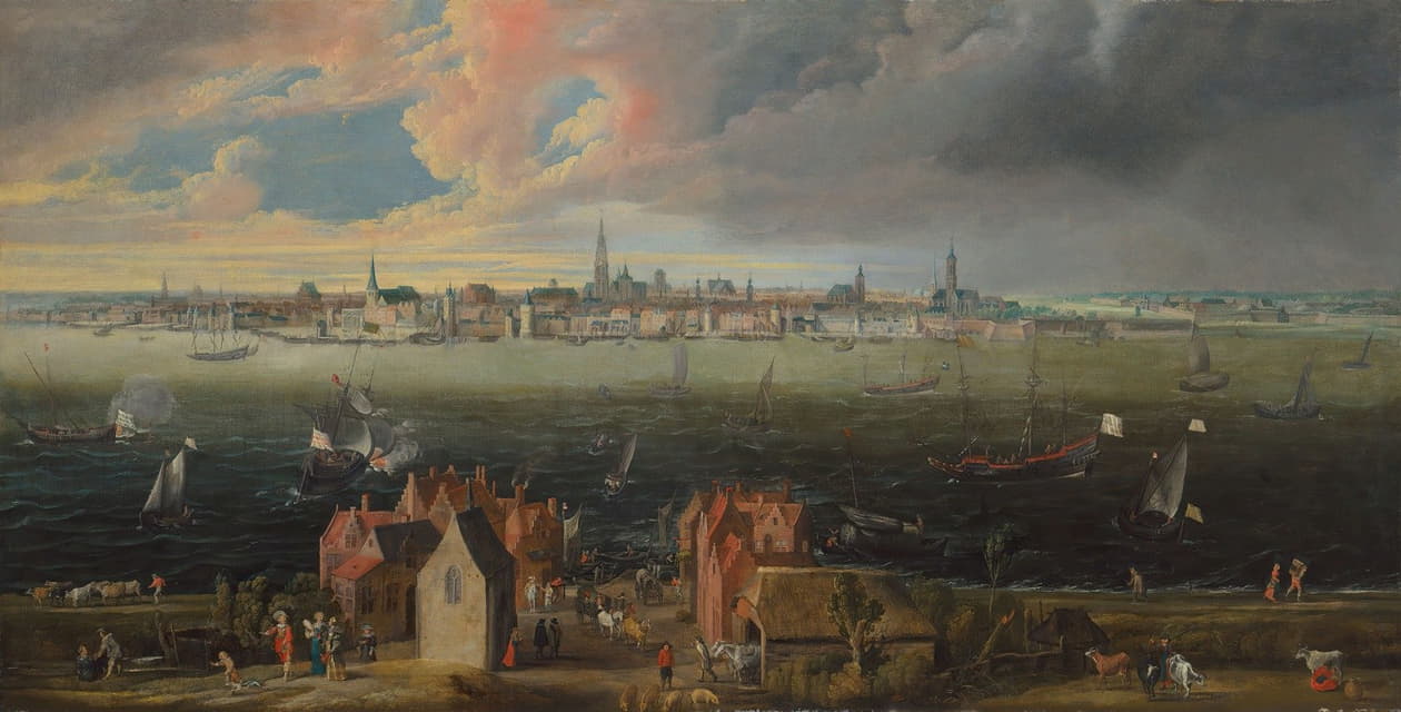 Jan Wildens - Panoramic view of the city of Antwerp across the River Scheldt