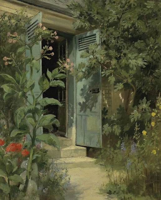 Marie Adrien Lavieille - The Steps By The Flowers
