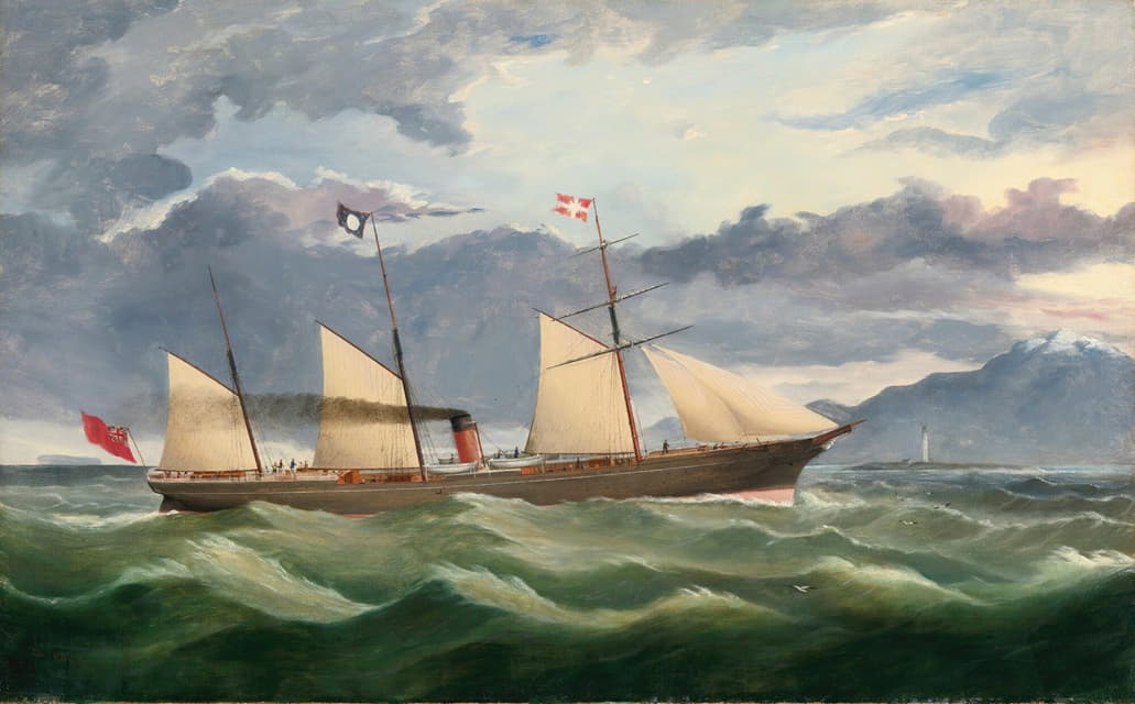 Thomas Robertson - A Merchant Navy Steamer Approaching The Coast, Potentially Port Chalmers, New Zealand
