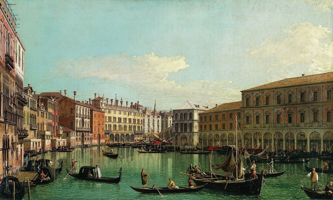 威尼斯大运河，向南望向里亚尔托桥