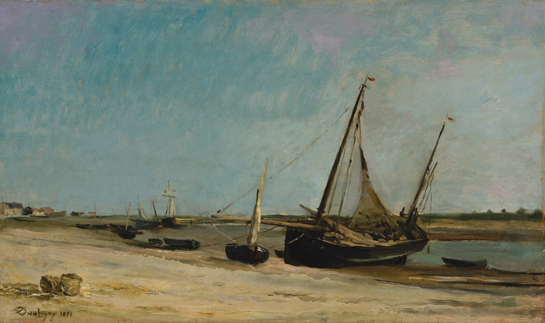 Charles François Daubigny - Boats on the Seacoast at Étaples