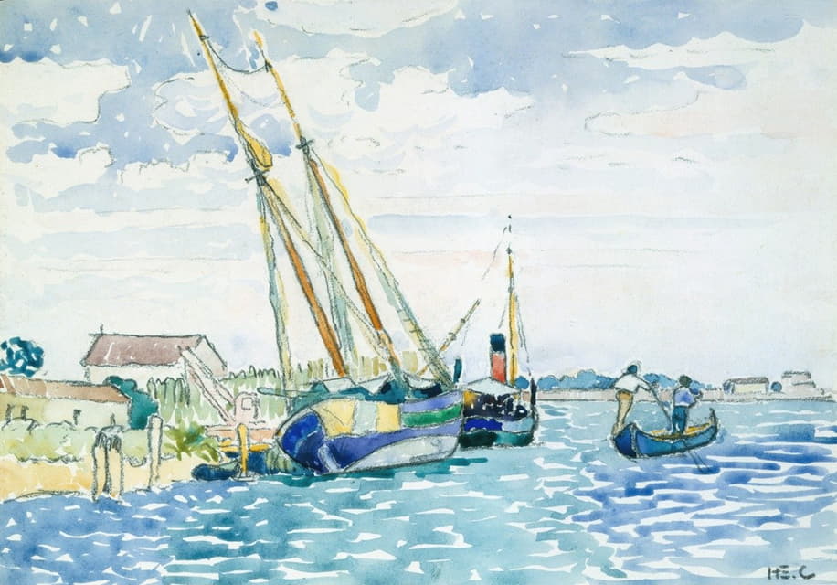 Henri-Edmond Cross - Marine Scene (Boats near Venice)
