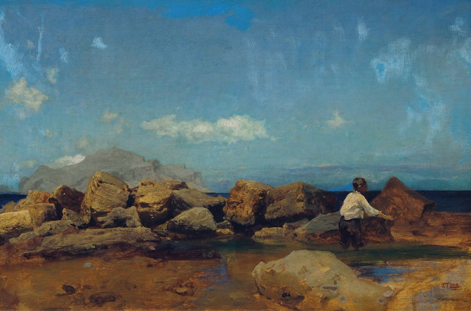 Leopold Carl Müller - Meeresküste mit Monte Pellegrino bei Palermo