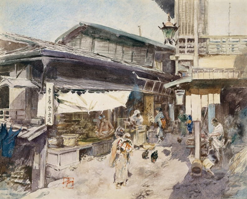 Robert Frederick Blum - Street Scene in Ikao, Japan
