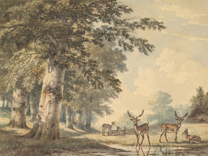 Hendrik Gerrit ten Cate - Deer under Beech Trees in Winter