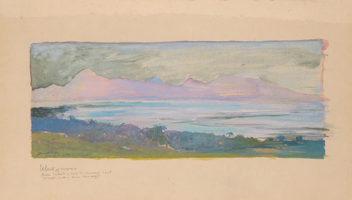 1891年1月，从塔希提岛望向海峡对岸的摩拉岛