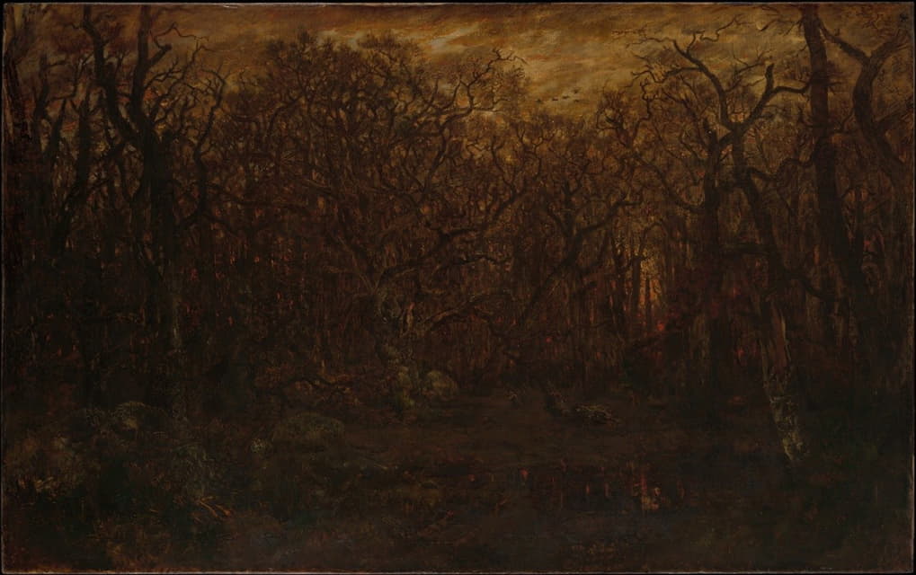 Théodore Rousseau - The Forest in Winter at Sunset