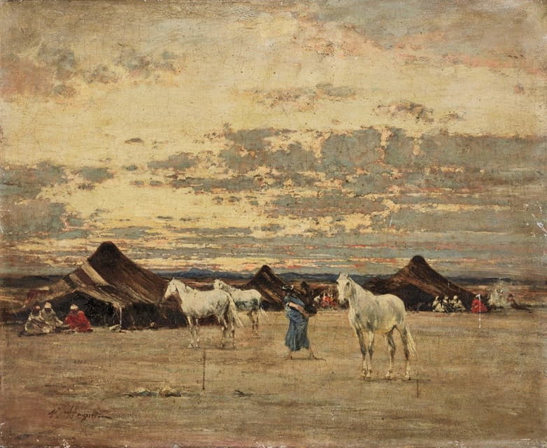 Victor Huguet - Settlement At Dawn
