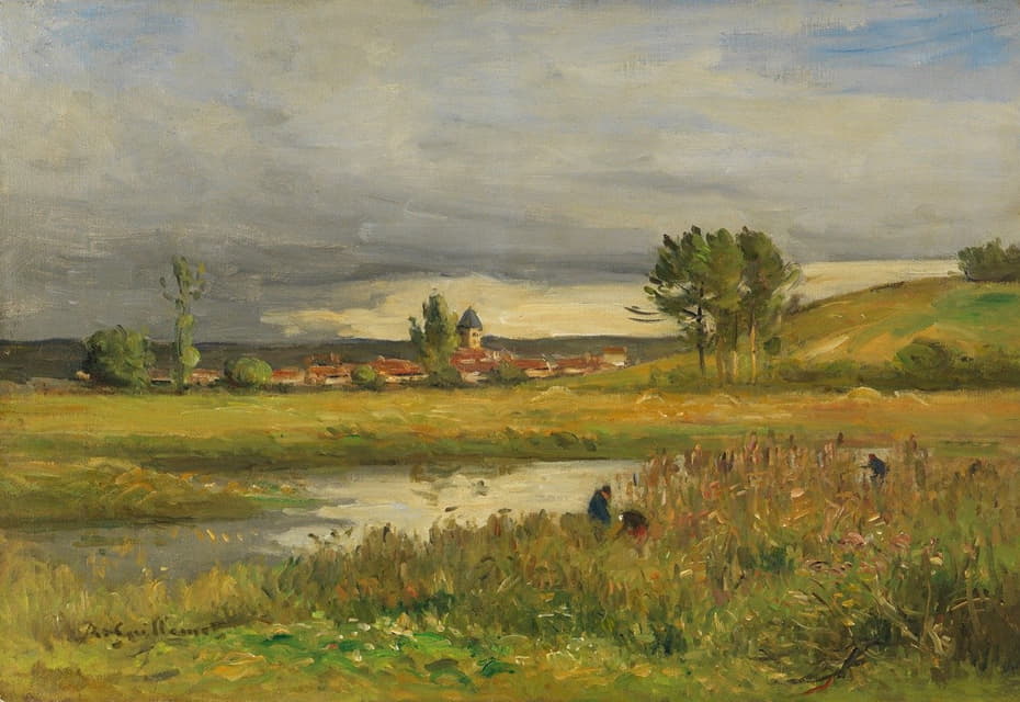 Antoine Guillemet - Landscape with Village and River