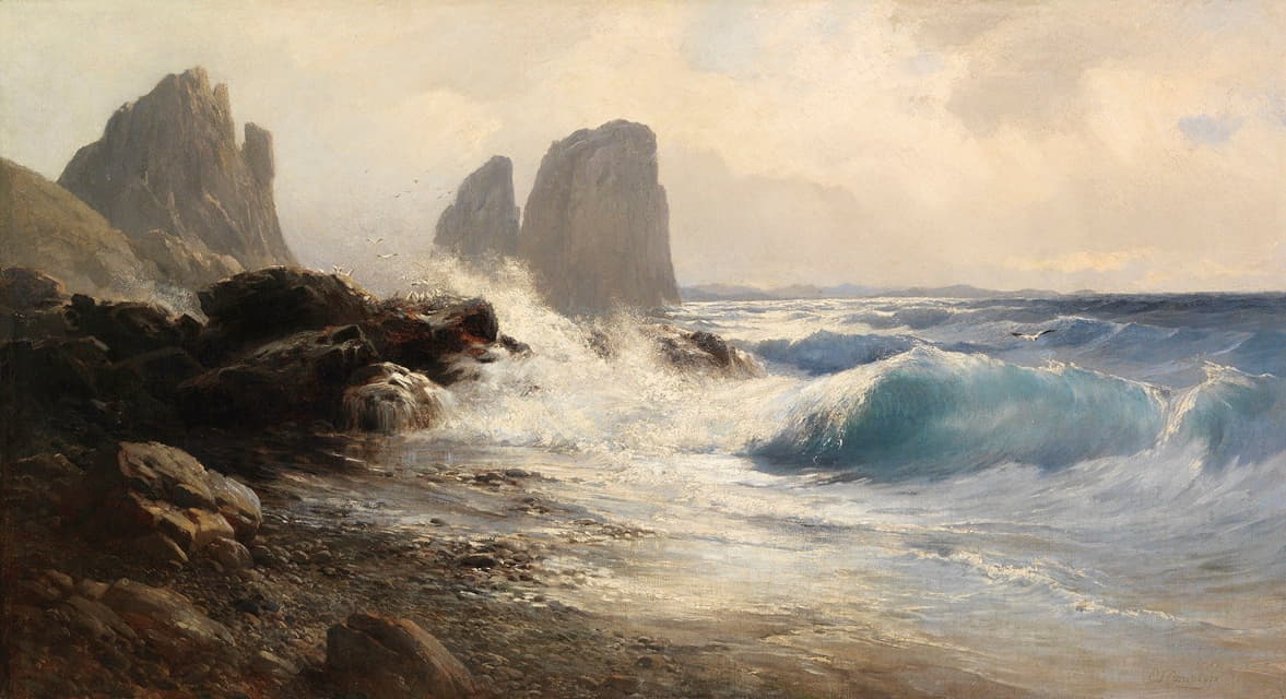 Edward Theodore Compton - Die Faraglioni-Felsen vor der Küste von Capri
