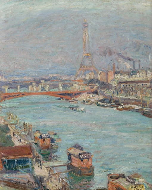 巴黎塞纳河，埃菲尔铁塔，白天
