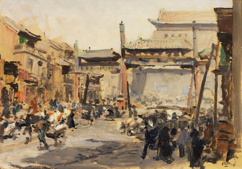 Erich Kips - Beijing – Busy street in front of the Qianmen (Zhengyangmen) city gate