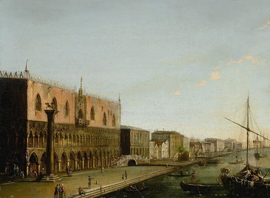 Giuseppe Borsato - Venice, a view of the Molo with the Palazzo Ducale