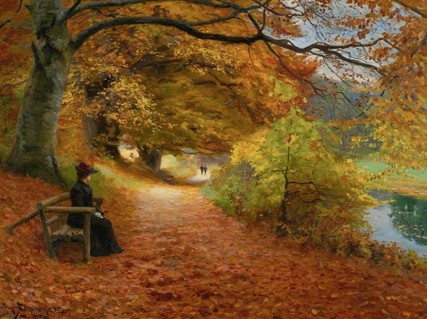 Hans Andersen Brendekilde - Wooded Path In Autumn