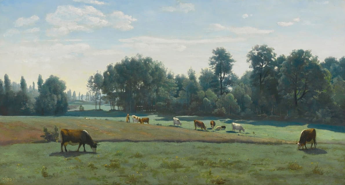 Jean-Baptiste-Camille Corot - Marcoussis – Les Vaches Au Pâturage