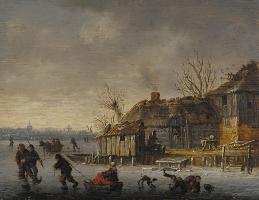 Salomon van Ruysdael - Winter landscape with skaters
