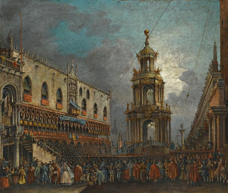 Francesco Zanin - Venice, A View Of The Piazzetta At Carnival