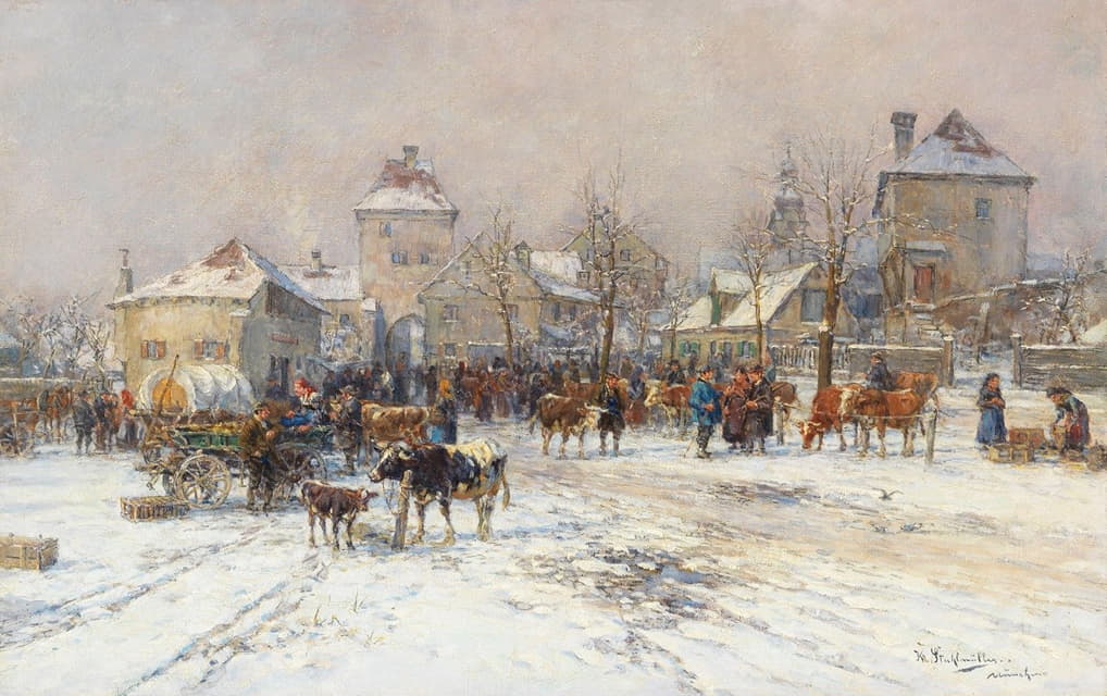 Karl Stuhlmüller - Viehmarkt im Winter