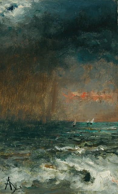 Alfred Stevens - A Storm At Sea