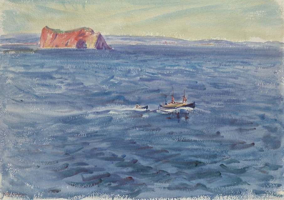Dodge MacKnight - Seascape with Boat and Cliff