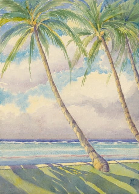 John Ireland Howe Downes - Coconut Palms, Honolulu