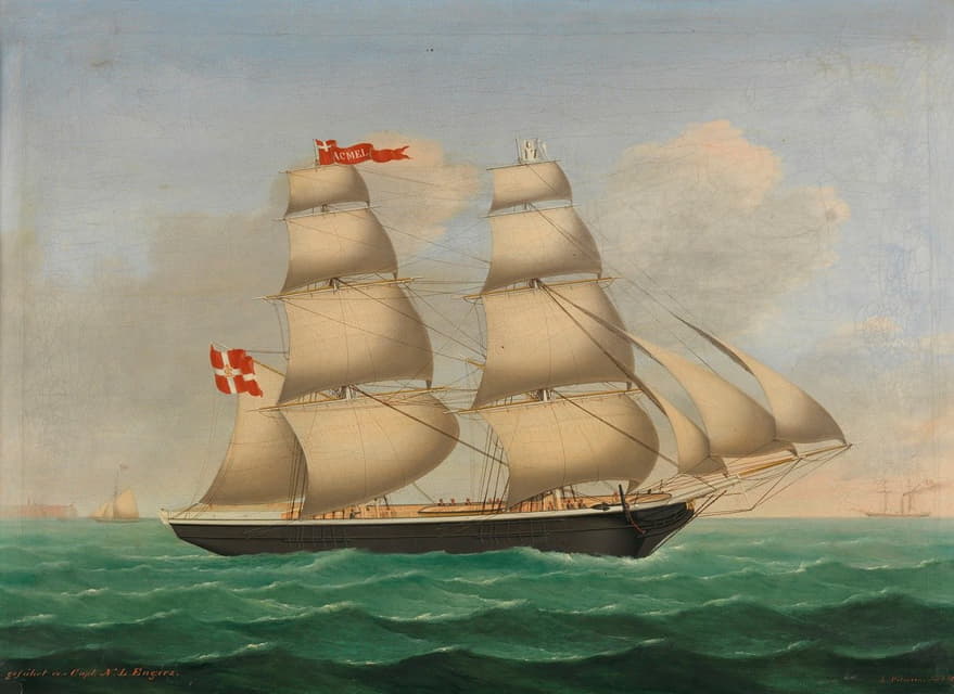 Lorenz Petersen - Dänische Brigg ‘Acmel’ geführt von Capt. N.L.Engers vor Helgoland